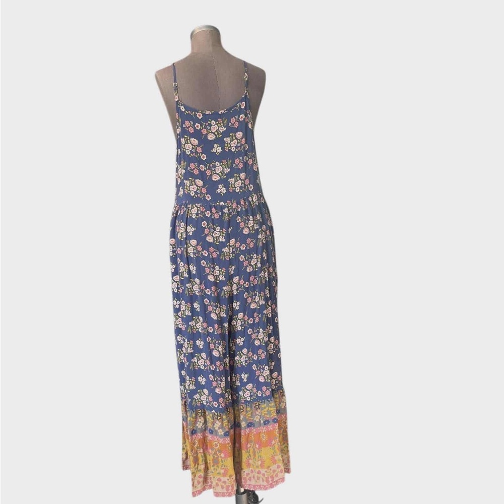 Natural Life Boho Floral Jumper Wide Leg Jumpsuit Size Large